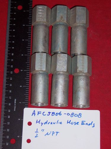 Parker afc5806-0808  1/2 ” npt 3/8&#034;id hydraulic hose fitting non-swivel lot of 6 for sale