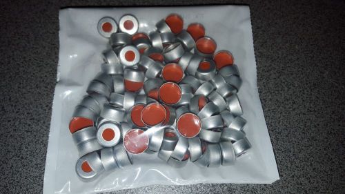 11 mm Aluminum Silver Crimp Cap, Clear PTFE/Red Rubber pk/100 Brand New