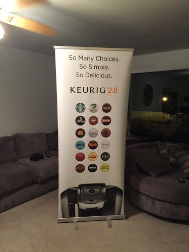 33x80 Retractable Roll Pop Up Banner Stand Trade Show Sign Keurig 2.0 Art