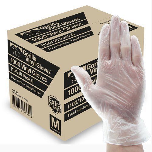 1000 synthetic vinyl gloves medium m case powder free  (100 of 10) latex free ex for sale