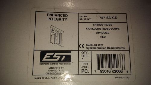 Edwards 757-8a-cs enhanced integrity chime/strobe see pics 24v dc red #a47 for sale