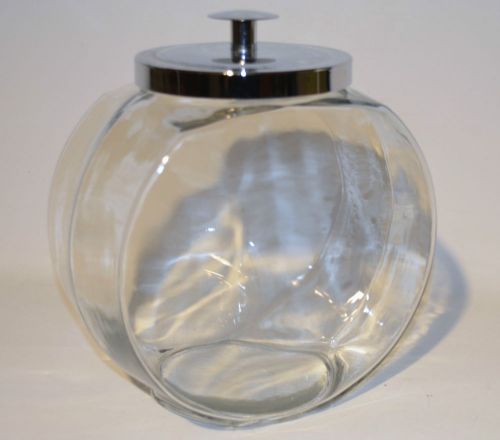 Clear Glass Cookie Candy Jar Fish Bowl Stainless Cover