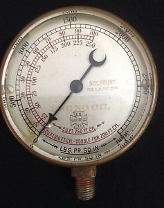 ANTIQUE BRASS PRESSURE GAUGE U.S. GAUGE CO. NY BEVELED GLASS 3000 PSI STEAMPUNK