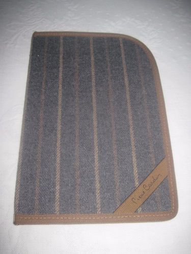 PIERRE CARDIN GRAY WOOL STRIPE PORTFOLIO FOLDER-MADE IN ITALY-10.5&#034;x6 7/8&#034;-Great