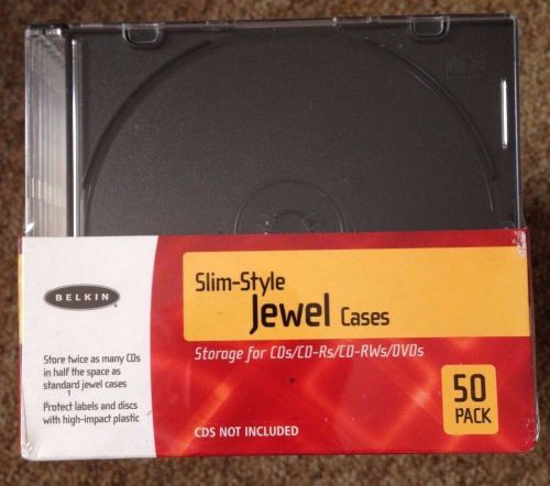 New 50 Pack Belkin Slim Style Jewel Cases for CDs DVDs Hard Plastic Storage CD