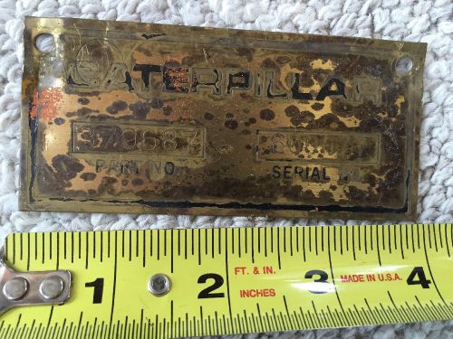 Vintage Engine ENGINE ID Block Serial No Metal Tag Sign Caterpillar Tractor