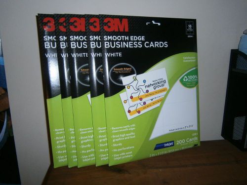 LOT OF 1000 3M WHITE SMOOTH EDGE BUSINESS CARDS INKJET 2&#034; X 3 1/2&#034; S201-1