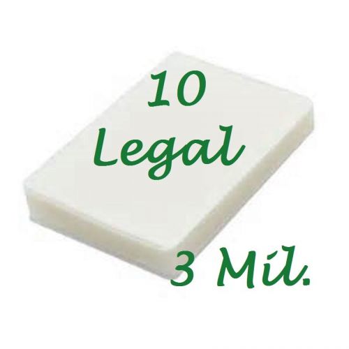 10- LEGAL SIZE Laminating Laminator Pouches Sheets  9 x 14-1/2..   3 Mil
