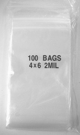 *4x6* Resealable Plastic Ziplock Bags 2 mil  *100 bags*