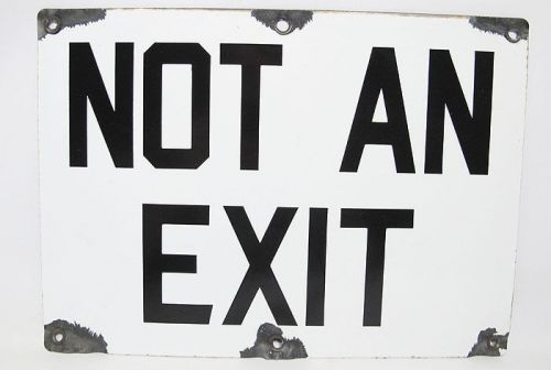 Antique early 20th century porcelain on metal industrial not an exit sign 2 yqz for sale