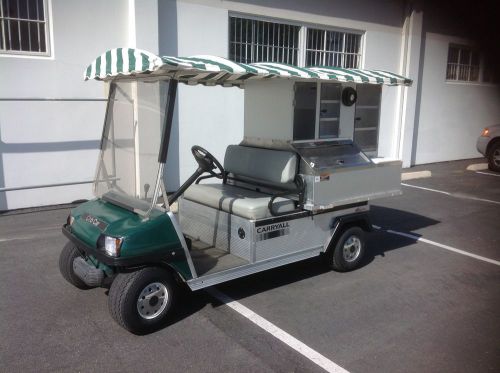 Club Car 2011 gas concession beverage vending cart golf cart green canopy roof .