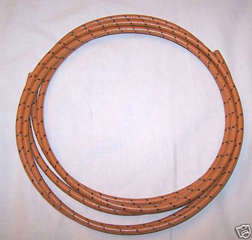 7mm cloth sparkplug wire orange w/black tracers 5 feet for sale