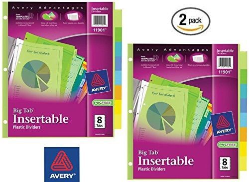 Avery Big Tab Insertable Plastic Dividers, 8-Tabs, 2 Sets (11901)
