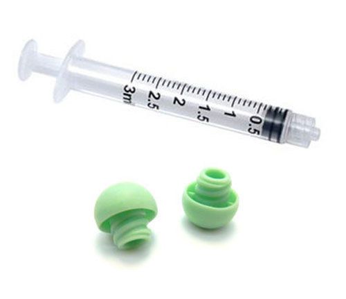 3ml LOCK Luer Syringes with caps - 50 white syringes 50 GREEN Caps (No needles)