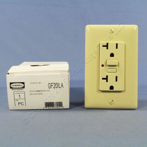 New hubbell ivory lighted gfci receptacle gfi outlet nema 5-20r 20a 125v gf20ila for sale