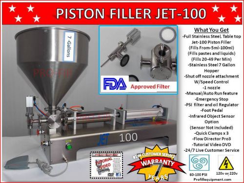 5ml-100ml piston filler single head jet-100 fills liquids,  paste, cosmetics, for sale
