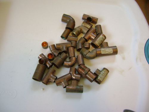 Lot of 30 -  1/2 &amp; 3/4 copper plumbing fittings unused for sale