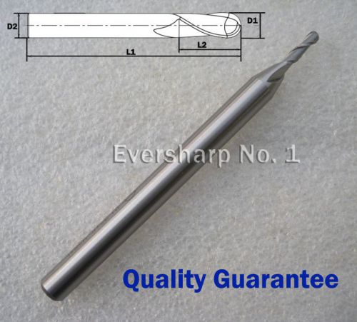 Lot pcs HSS Fully Ground 2 Flute Ball End mill Cutting Dia 2.5 mm R1.25 mm Mill