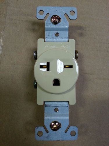 (1 pc) single receptacle 20 amp 20a 250v ac outlet 2 pole 3 wire ivory for sale