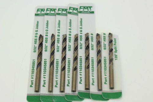 FMT Jobber Drill 9/32&#034; HSS B&amp;G Finish Lot Of 7