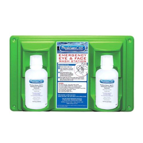 Emergency Eye and Skin Wash Station 2 16 oz Bottles Wall Mountable Set Kit Rinse