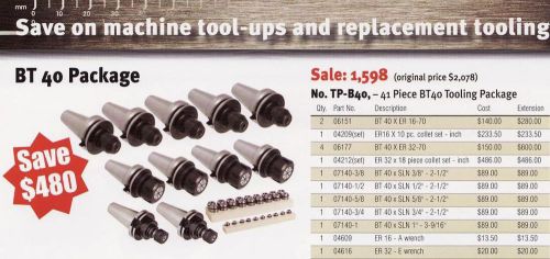 Techniks CNC BT 40 Tooling Package 41 Pc Collet Chucks + Collets