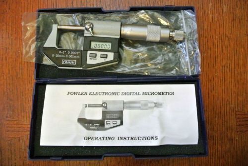 FOWLER OUTSIDE ELECTRONIC DIGITAL MICROMETER MIC GAUGE 0-1&#034;/0-25MM 54-811-000