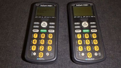 Lot of 2 Dolphin Follet PHD+ Handheld Barcode Scanner 90011120C Charging Station