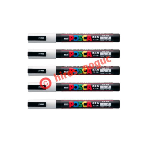 Uni posca paint marker white, 5 pens pc-3m free trackable shipping for sale