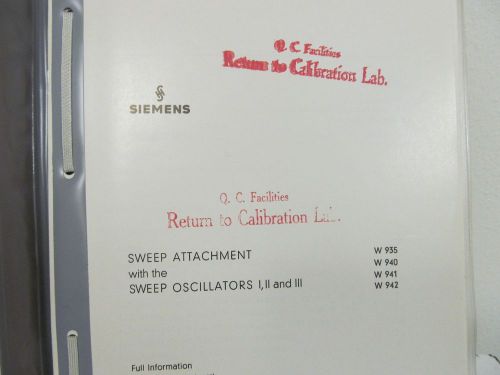 Siemens Sweep Attachment w/ Sweep Oscillators Service Manual w/diagrams