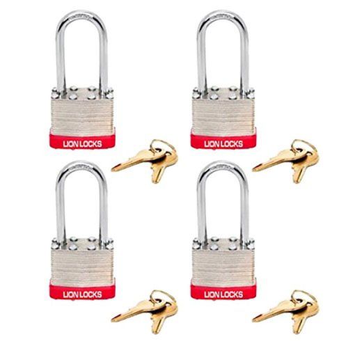 Lion Locks 5RLS Keyed-Alike Padlock, 1-9/16-inch Wide 2-inch Shackle, 4-Pack