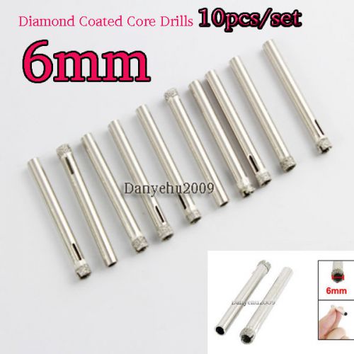 10pcs 6mm ( 1/4&#034; inch ) diamond coated core drill drills bit hole saw tile cn for sale