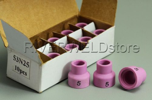 53n25 #5 tig alumina nozzles ceramic cups fit wp-24 tig welding torch 10pk for sale