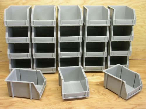 Lot of 23 plastic small parts bins storage organizer stackable for sale