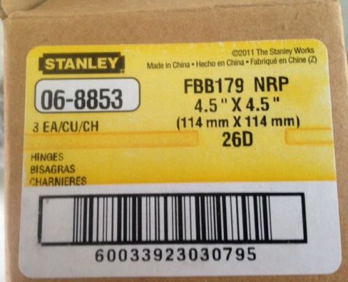 1 box - stanley hinges 4.5&#034; x 4.5&#034; (3 in each box) 06-8853 for sale