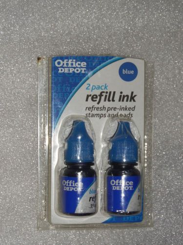 Office Depot 2 x.35 oz ink for Stamp Pad Refill  Blue