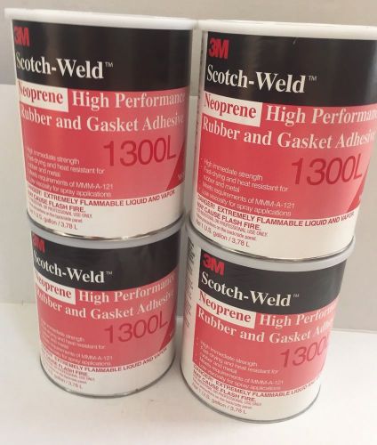 Lot of 4 3m scotch-weld neoprene rubber / gasket adhesive 1300l -yellow- 1 gal for sale