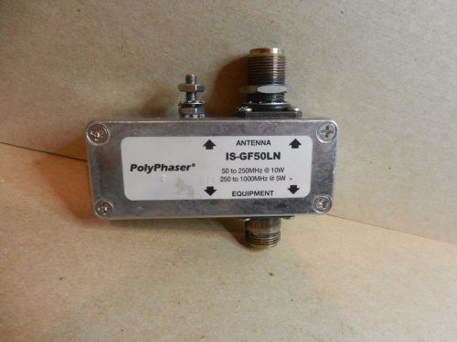 Polyphaser is-gf50ln filtered 50 - 1000mhz 10w / 5wvhf coaxial surge protector for sale