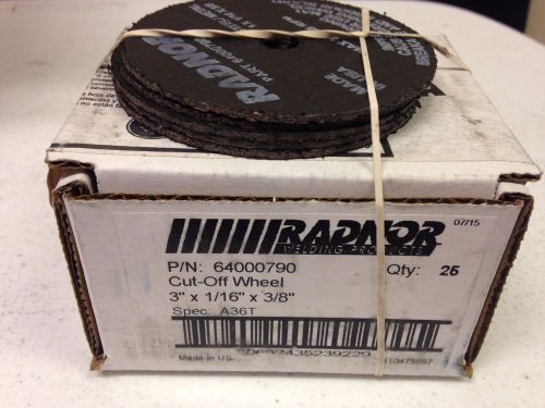 New! lot of 30 radnor 3&#034; x 1/16&#034; x 3/8&#034; a36t (type 1) cut-off wheel 64000790 for sale