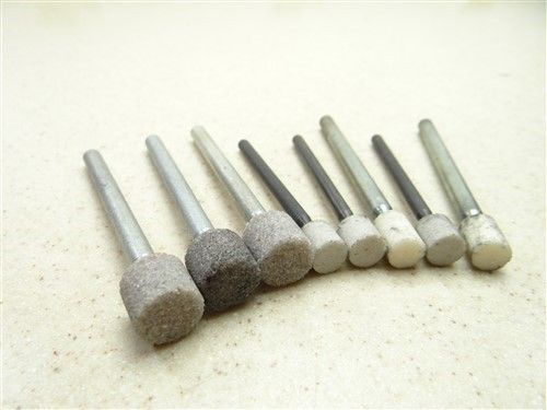LOT OF 8 MOUNTED ABRASIVE STONES 13/32&#034; TO 19/32&#034;
