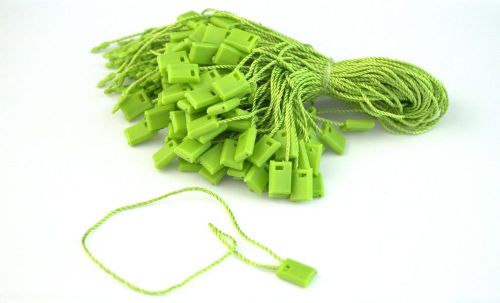 7&#034; 500 Pcs GREEN Hang Tag Nylon String FLAT Snap Lock Pin Loop Fastener Ties