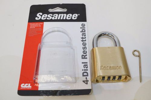 Sesamee K436 4 Dial Bottom Resettable Combination Brass Padlock with 1&#034; Shackle
