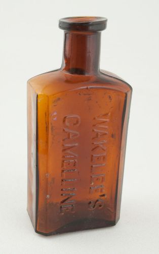 Wakelee&#039;s Camelline Amber Brown Glass Bottle Vintage (CB1)