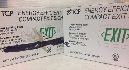 TWO ENERGY EFFICIENT COMPACT EXIT SIGN ~ LONG LASTING LIGHT ~ UNIVERSAL MOUNT