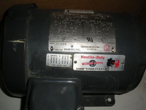 2 HP hostile duty motor 1740RPM 145t frame 3ph 208/230/460v Emerson  H2E2D AF36