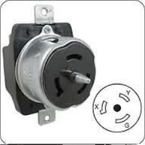 Leviton CS8269 50AMP 250V AC 2P, 3W Non-NEMA Locking Flush Receptacle - Black