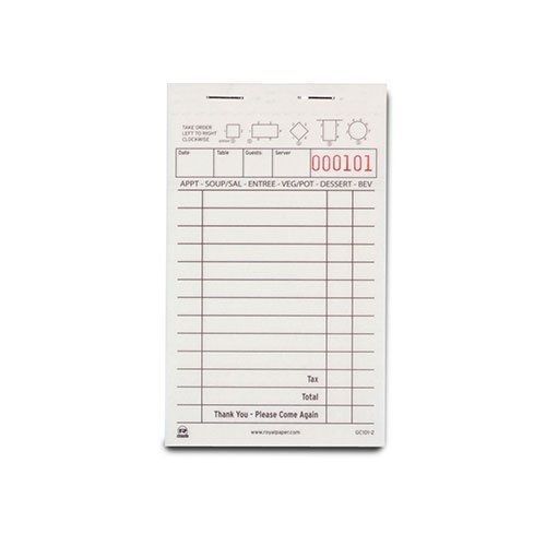 Royal white order pads, carbonless 2 part booked with 13 lines, package of 10 for sale