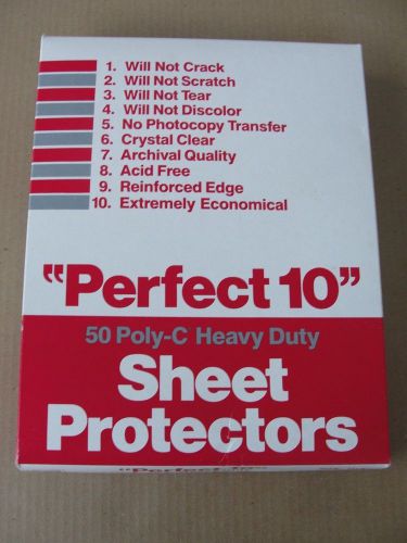 C-Line Perfect 10 Sheet Protectors 11 x 8 1/2, 50 Poly sheets, New Old Stock