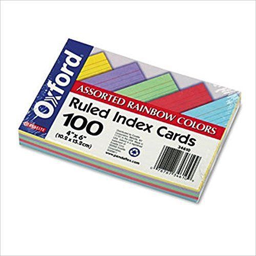 Recycled Oxford Color-Pack Index Cards, Ruled, 4&#034;x6&#034;, 20 Each 5 Colors, 100/Pack