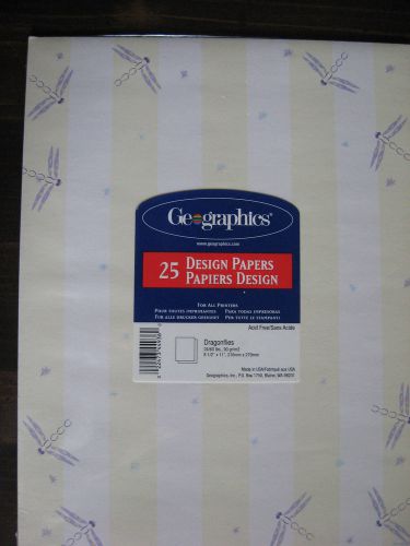 VINTAGE 2006 DRAGONFLIES DESIGN PRINTER PAPER 25 SHEETS 8 1/2 X 11 ACID FREE